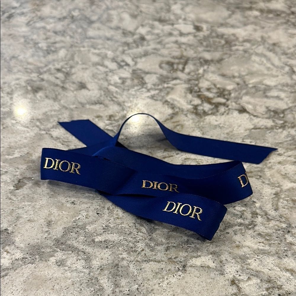 ✨ Blue Dior Ribbon with Gold Lettering - 1 Inch Wide, 34 Inches Long